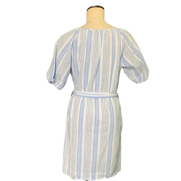 Free Assembly Cotton Striped Short Puff Sleeve Shirt Dress M Blue & White #93L - Picture 6 of 10